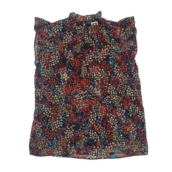 Anne Klein Womens Ruffle-Sleeve Blouse Multi-Color Small, NWT - Picture 1 of 8